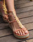 Greek leather sandals | Agape Natural Wedge