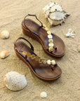 Greek leather sandals | Paros Choco Wedge