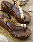 Greek leather sandals | Paros Choco Wedge