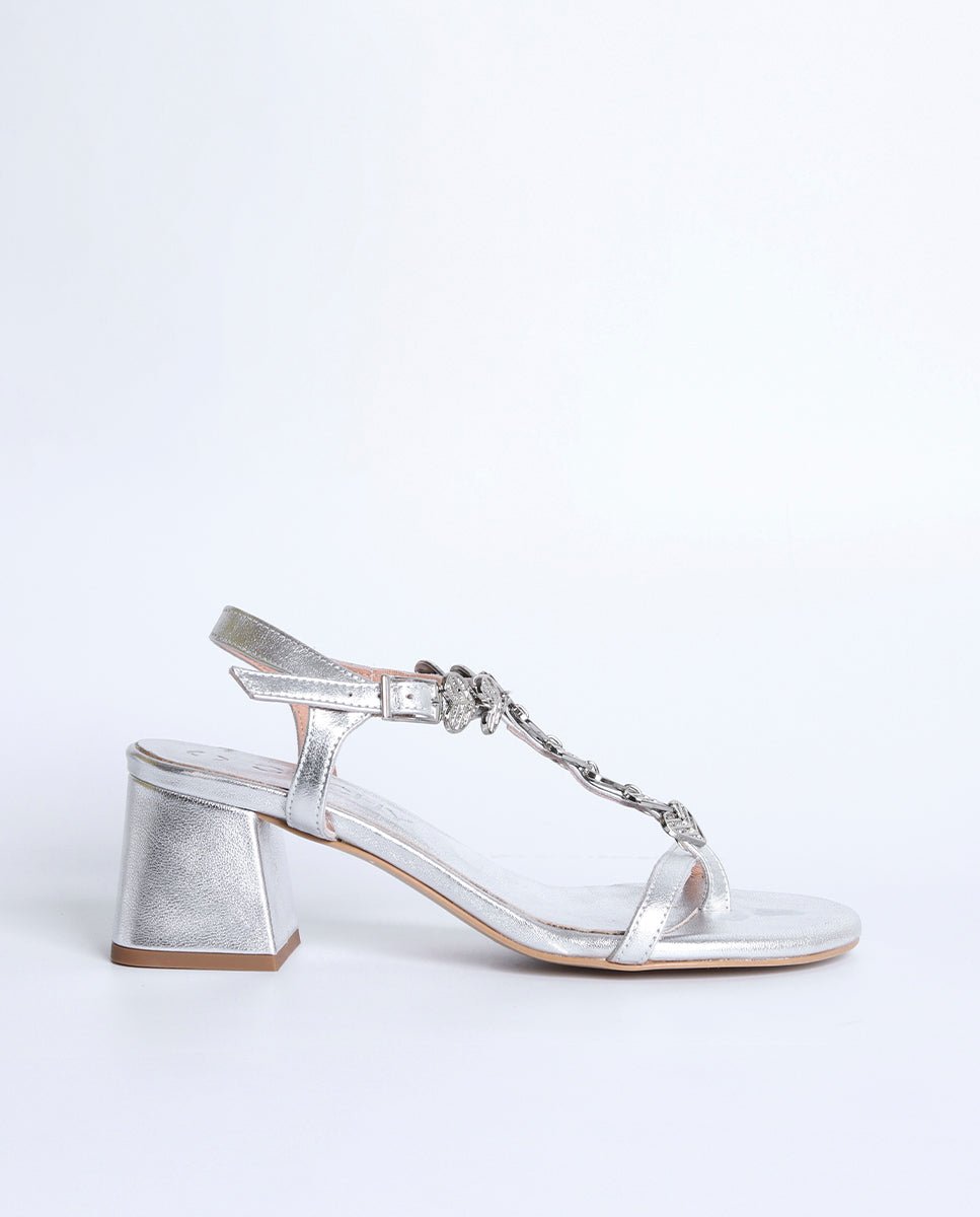 Sandalia de tacón Aura Silver - cuchy.es