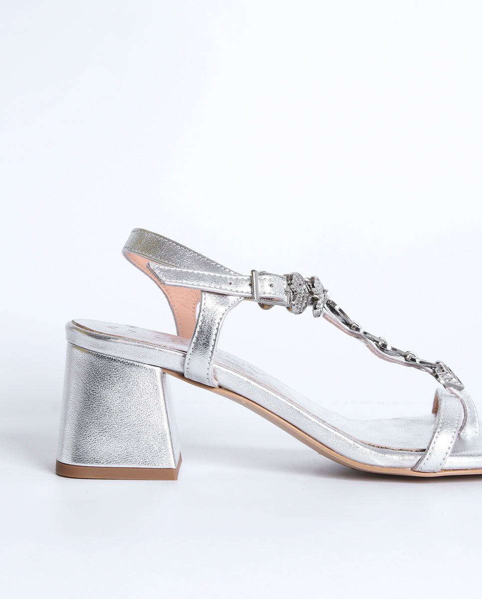 Sandalia de tacón Aura Silver - cuchy.es