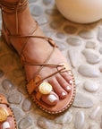 Greek leather sandals | Andros Caramel