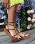 Greek leather sandals | Plaka Choco Comfort Platform