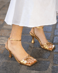 Sandalias de tacón Gisele Mirror Gold