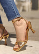 Sandalias de tacón y piel metalizada | Gisele Mirror Gold