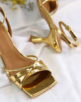 Sandalias de tacón Gisele Mirror Gold