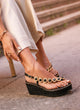 Greek leather sandals | Adrienne Black Wedge