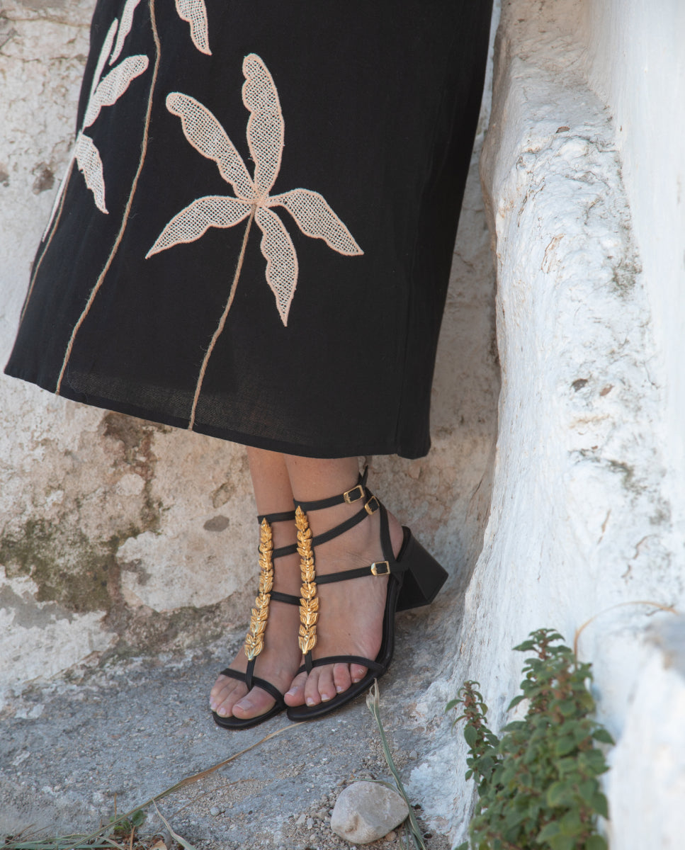 Sandalias Atalanta Tacón Black