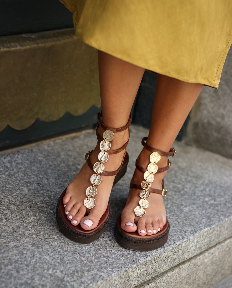 Greek leather sandals | Plaka Natural Platform