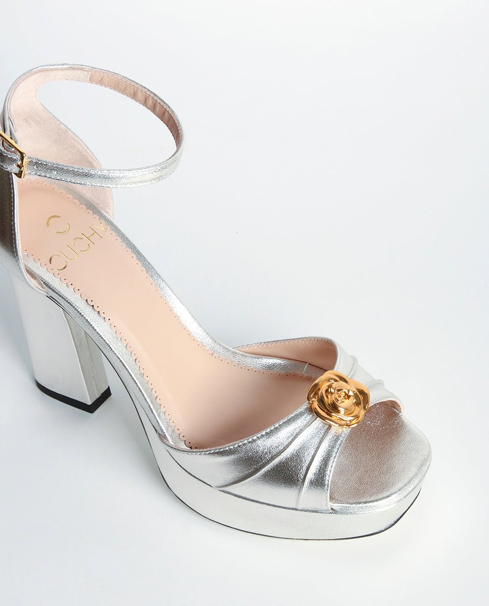 Sandalias de tacón Fátima Silver - cuchy.es