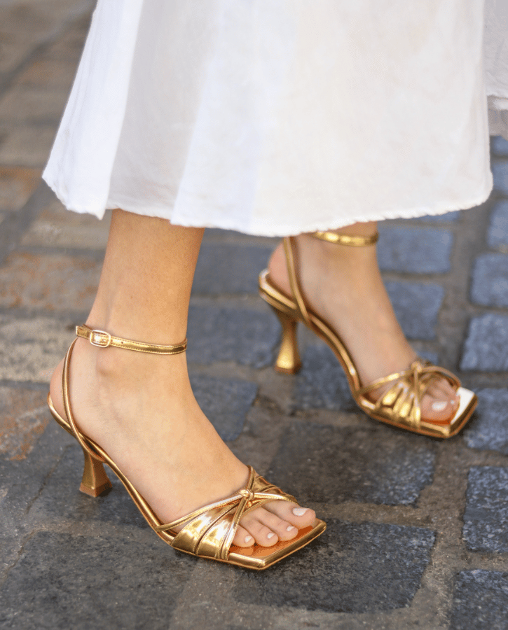 Sandalias de tacón Gisele Mirror Gold - cuchy.es