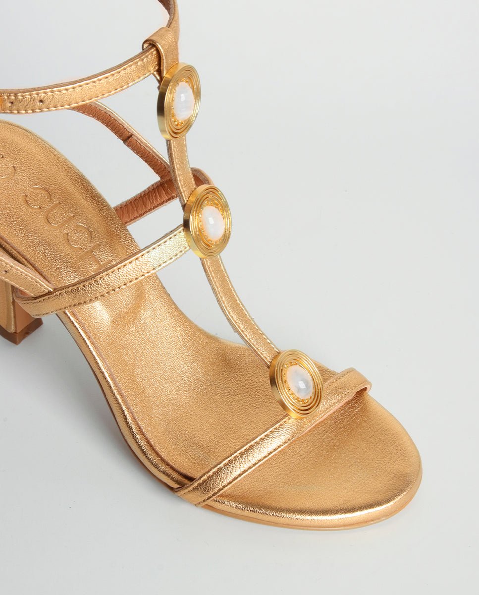 Sandalias de tacón Penélope Gold - cuchy.es