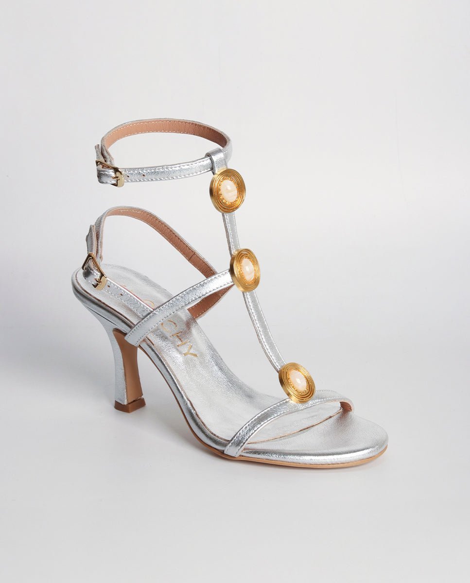 Sandalias de tacón Penélope Silver - cuchy.es