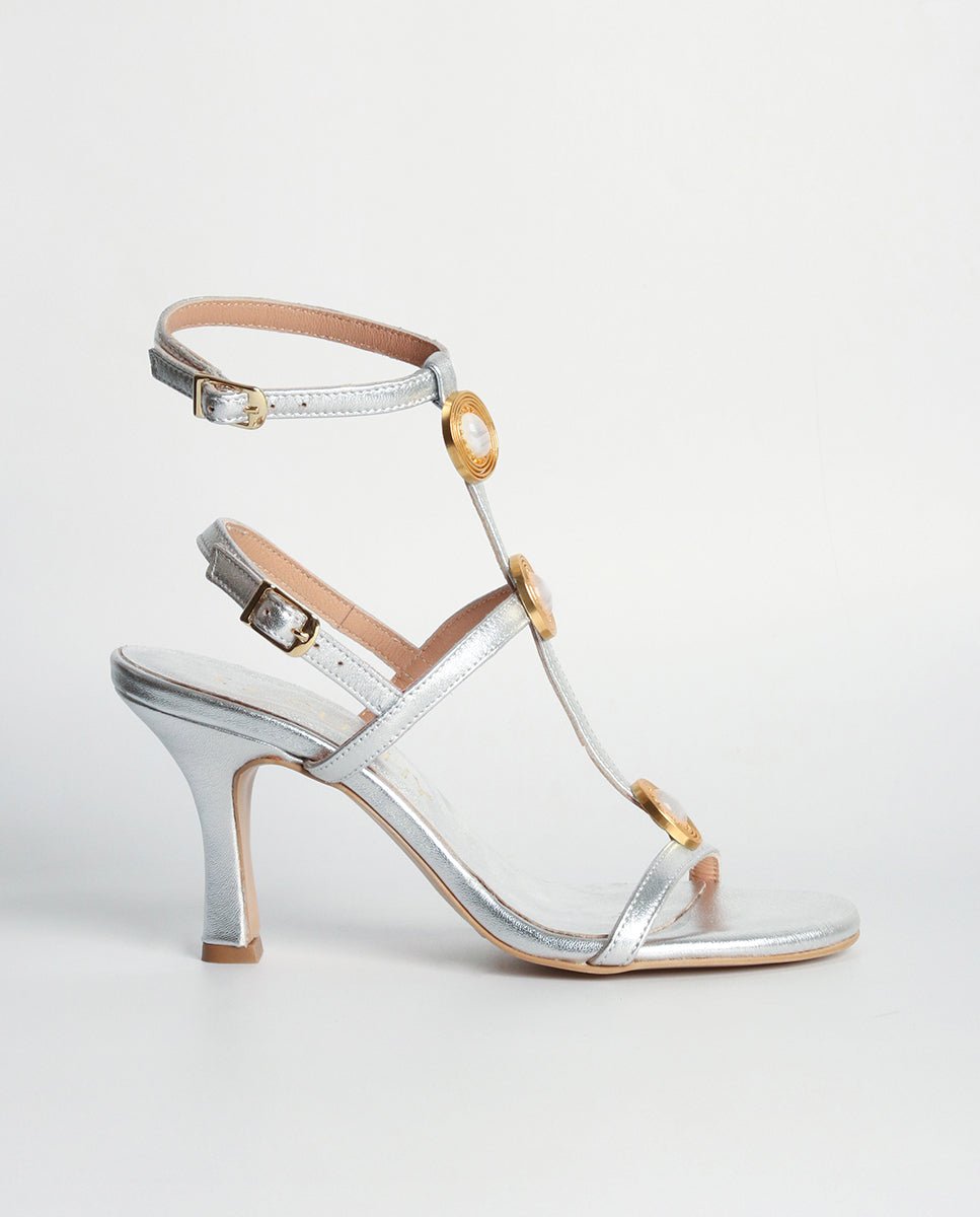 Sandalias de tacón Penélope Silver - cuchy.es
