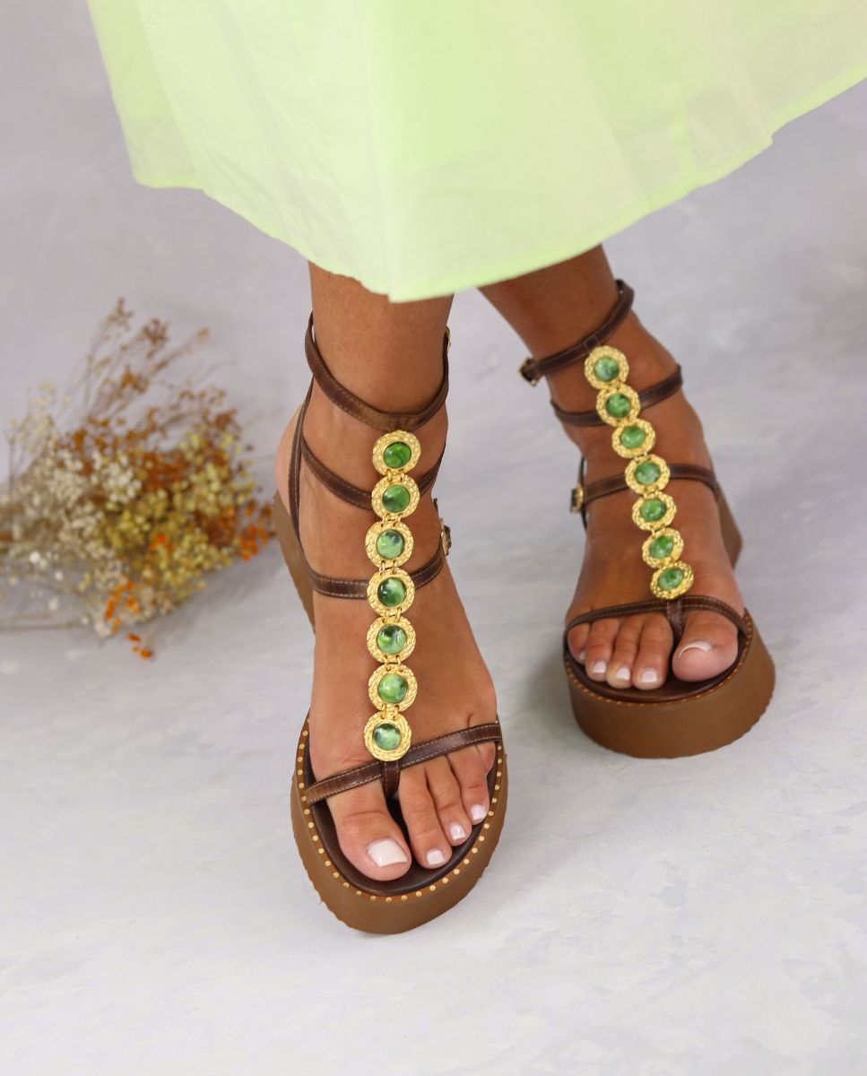 Sandalias Itaca Plataforma Confort Choco - cuchy.es