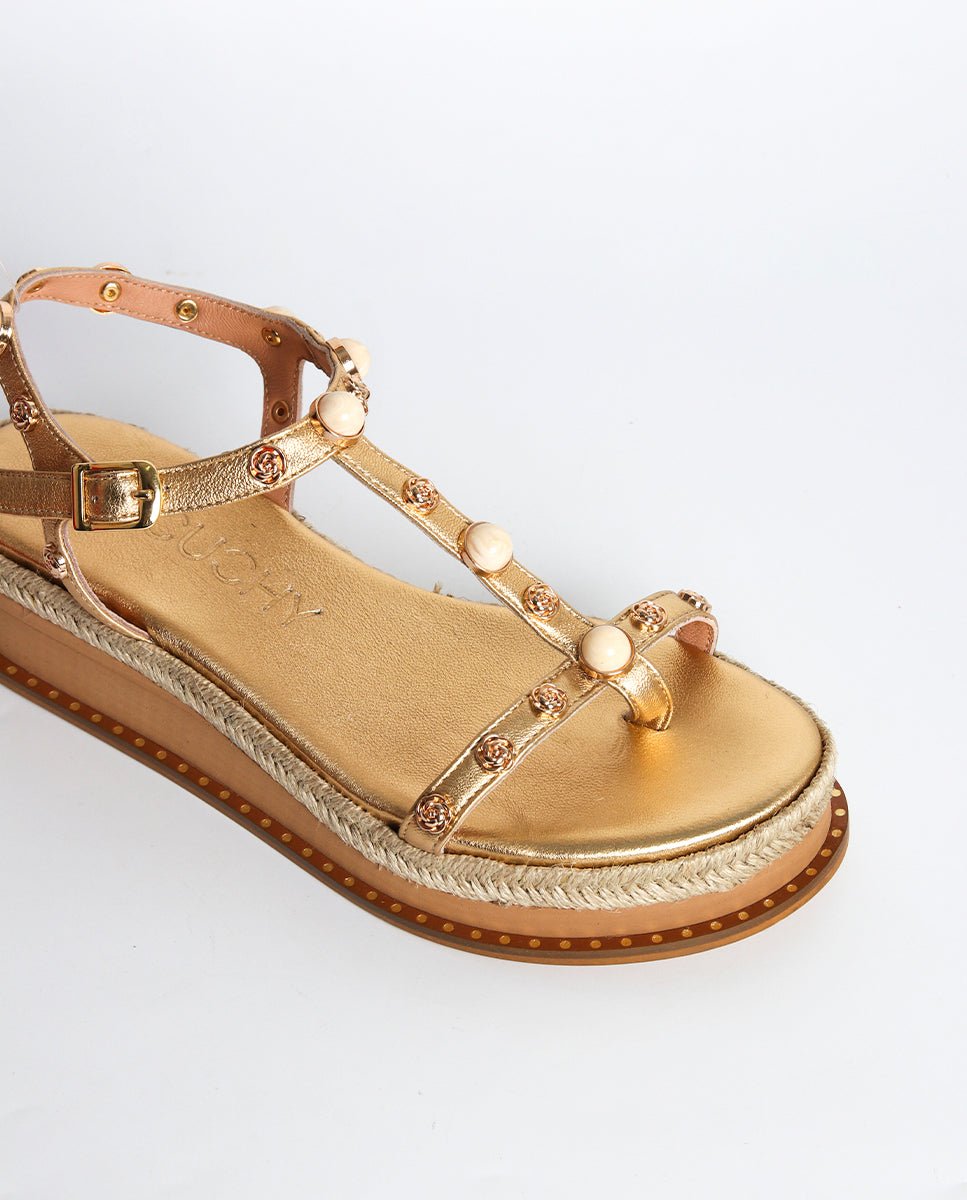 Sandalias Lyra Cuña Gold 4 - cuchy.es