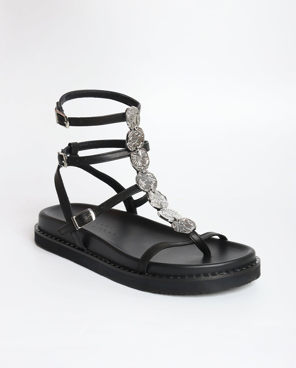 Sandalias Nysa Plataforma BIO Silver Black - cuchy.es