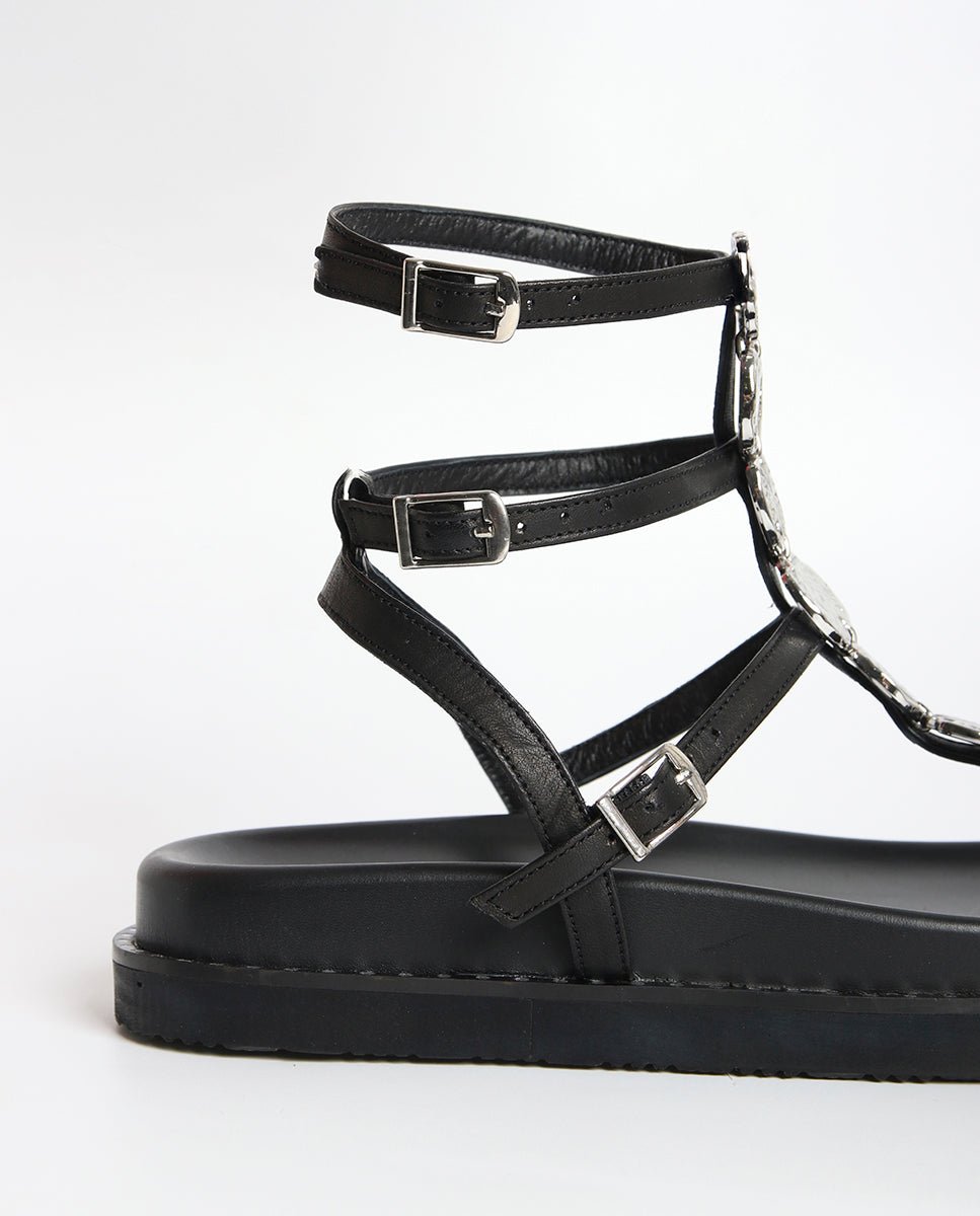 Sandalias Nysa Plataforma BIO Silver Black - cuchy.es