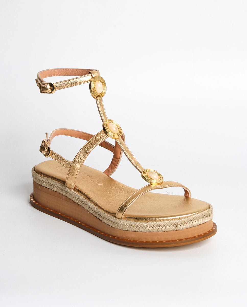 Sandalias Penélope Cuña Gold 4 - cuchy.es