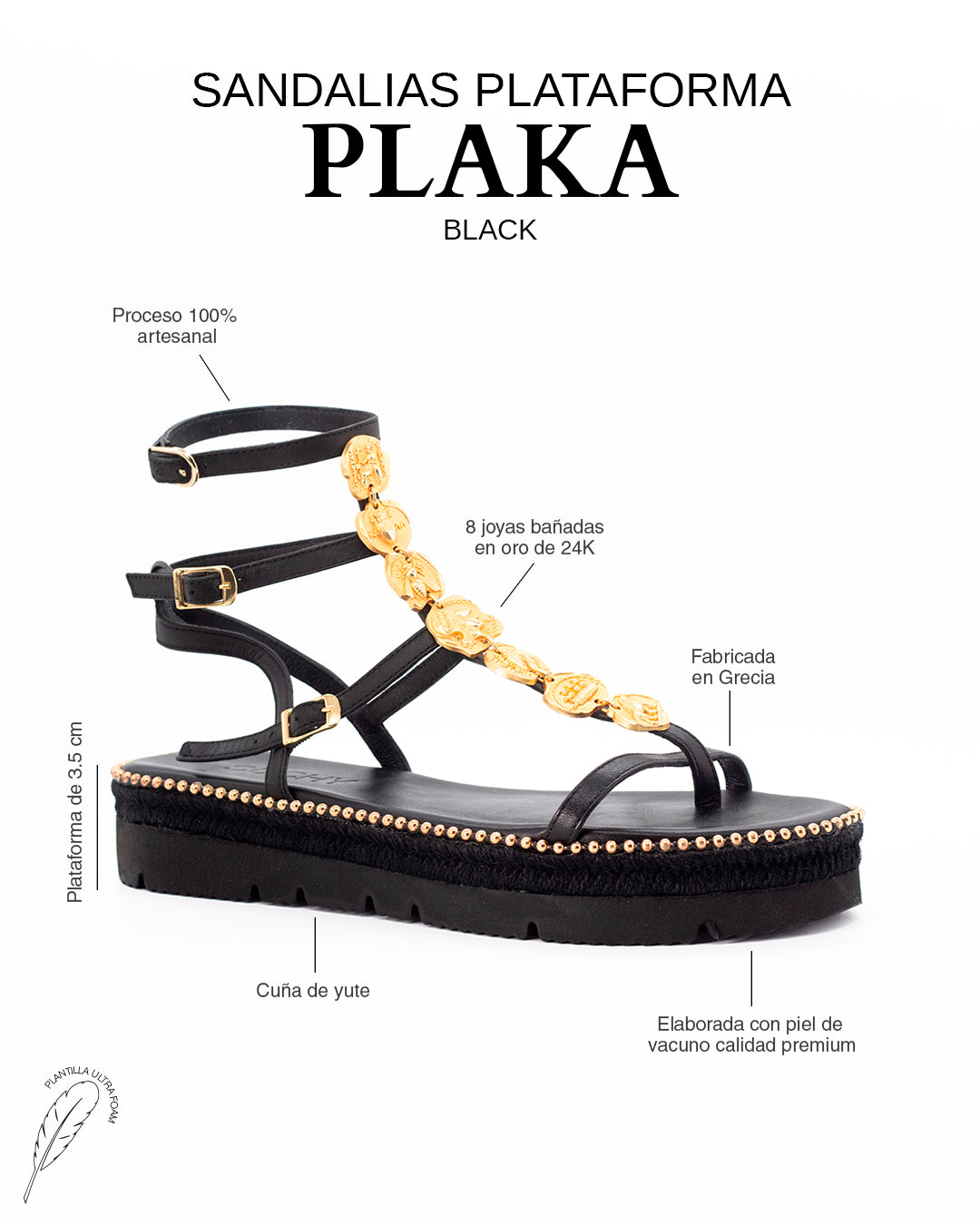 Sandalias Plaka Plataforma Black