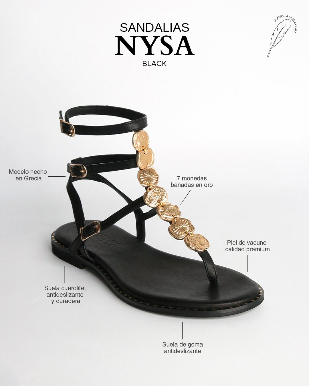Nysa Black Sandals