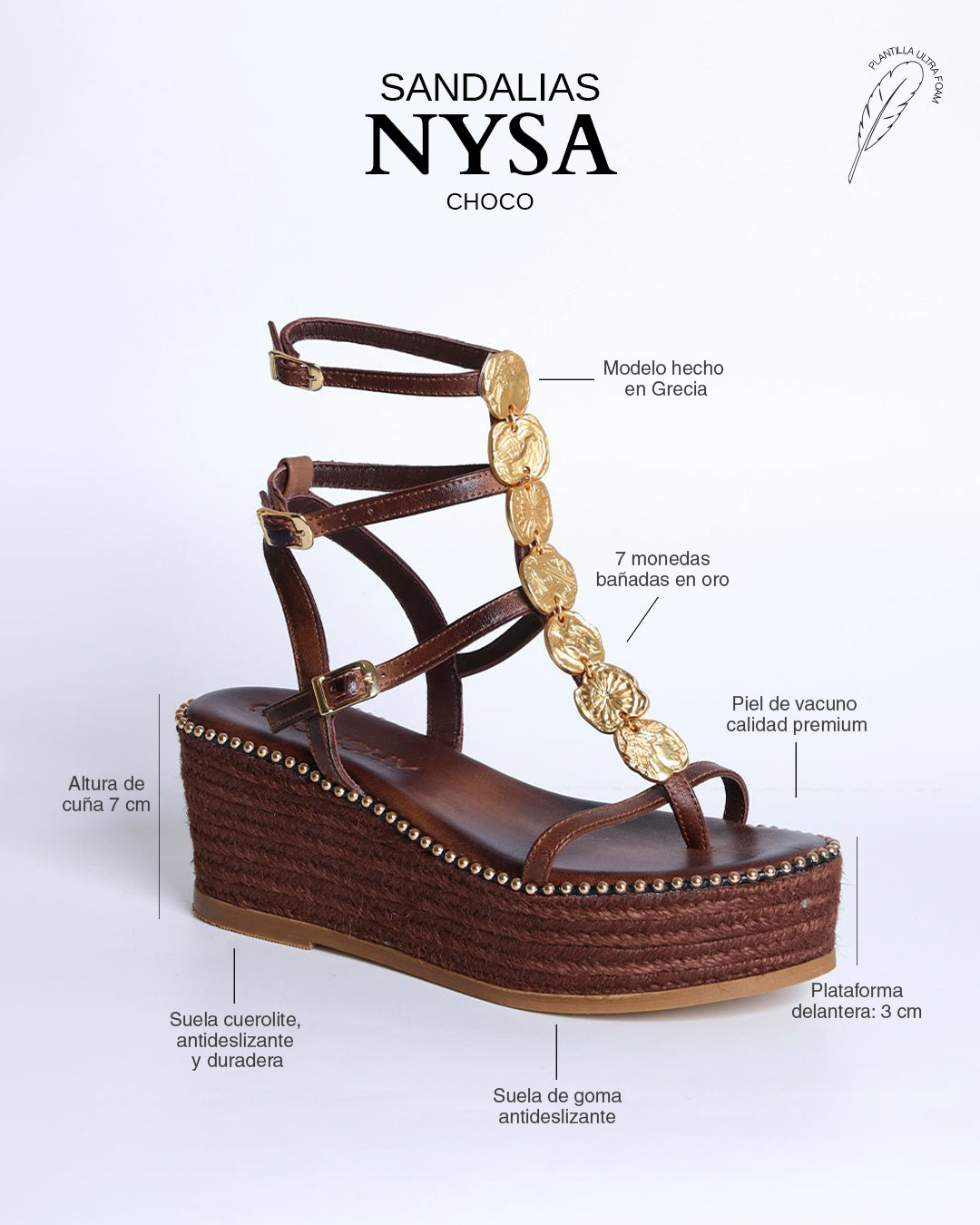 Nysa Wedge Sandal Choco 7