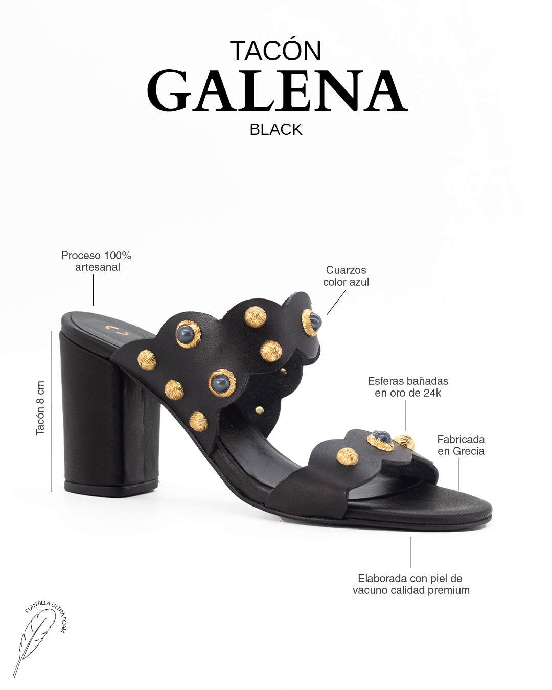 Sandália Galena Salto 8 Black