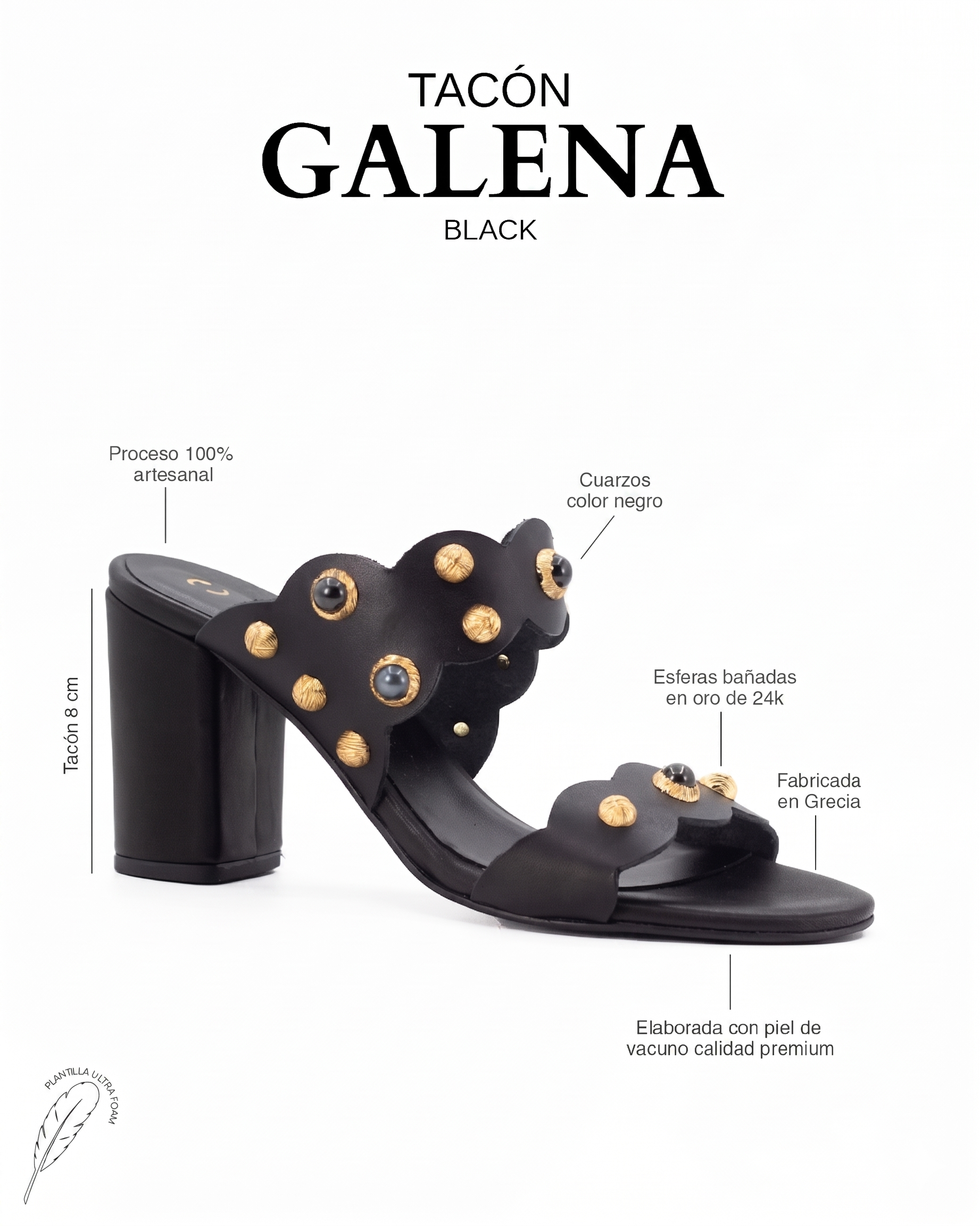 Sandália Galena Salto 8 Black