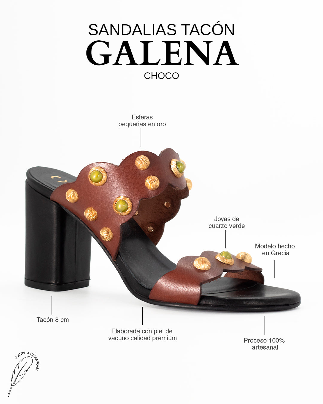 Sandalias Galena Tacón 8 Choco
