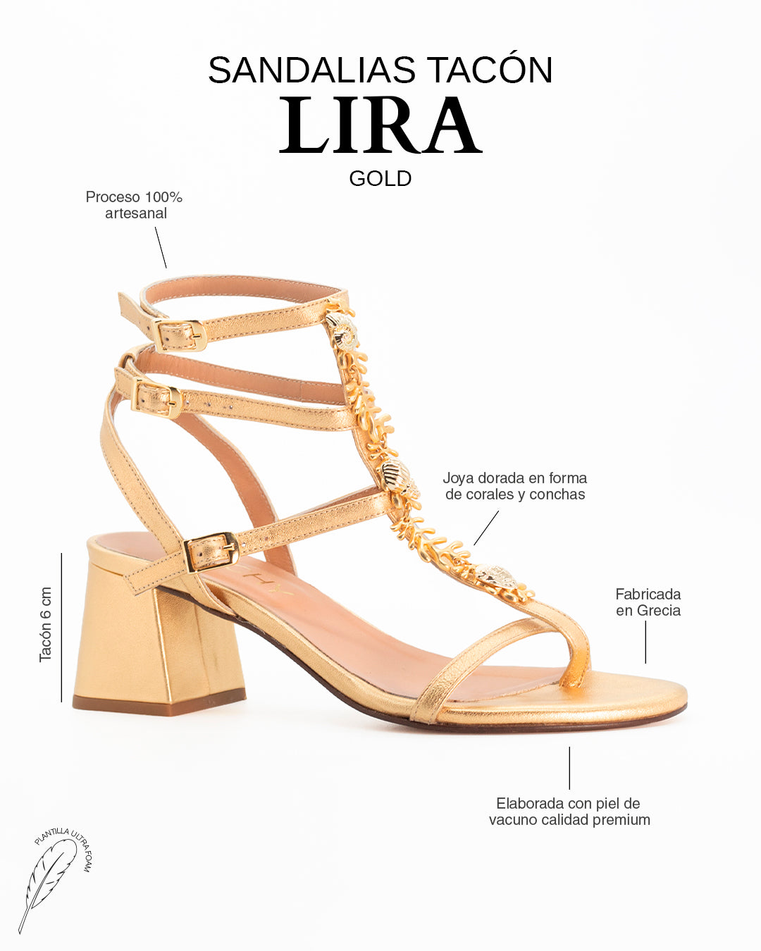 Sandalias Lira Tacón Gold