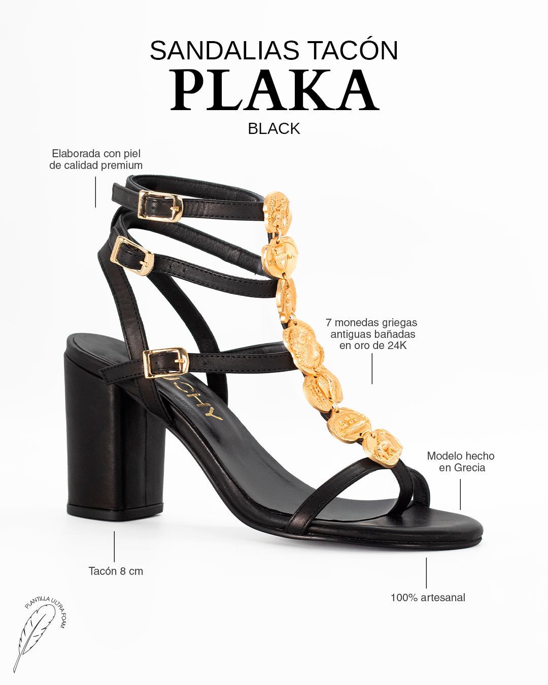 Sandalias Plaka Tacón 8 Black