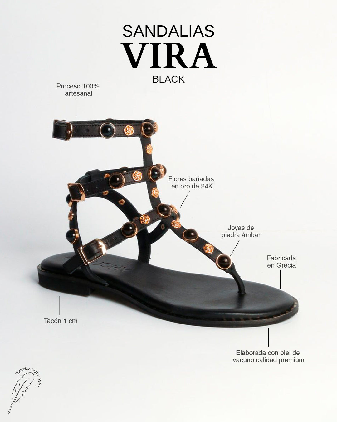 Vira Black Sandals