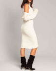 Fitted knit midi dress set with sleeves | Jade Nude