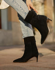 Suede heeled ankle boots | Camile Black