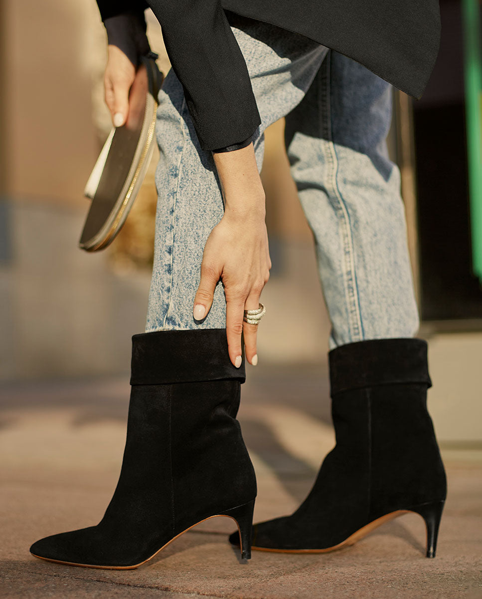 Suede heeled ankle boots | Camile Black