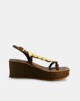 Greek leather sandals | Paros Choco Wedge