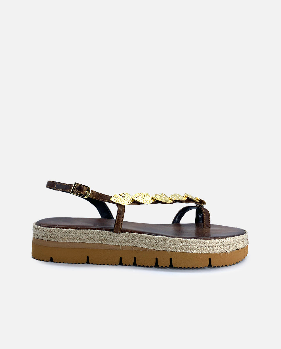 Greek leather sandals | Athina Choco Platform