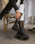 Celsa-type patent leather ankle boot with track sole | Mara Black