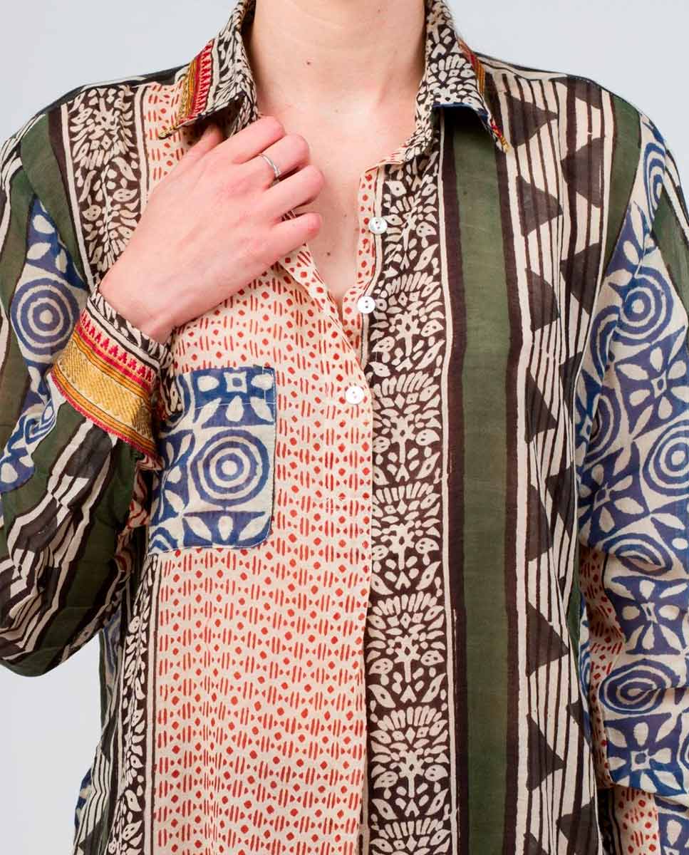 Camisa Giovanna Afro Verde y negro - cuchy.es