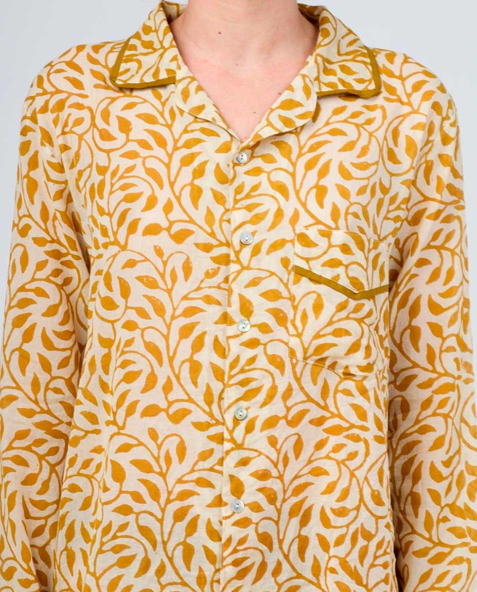 Camisa | Iris Mostaza floral - cuchy.es