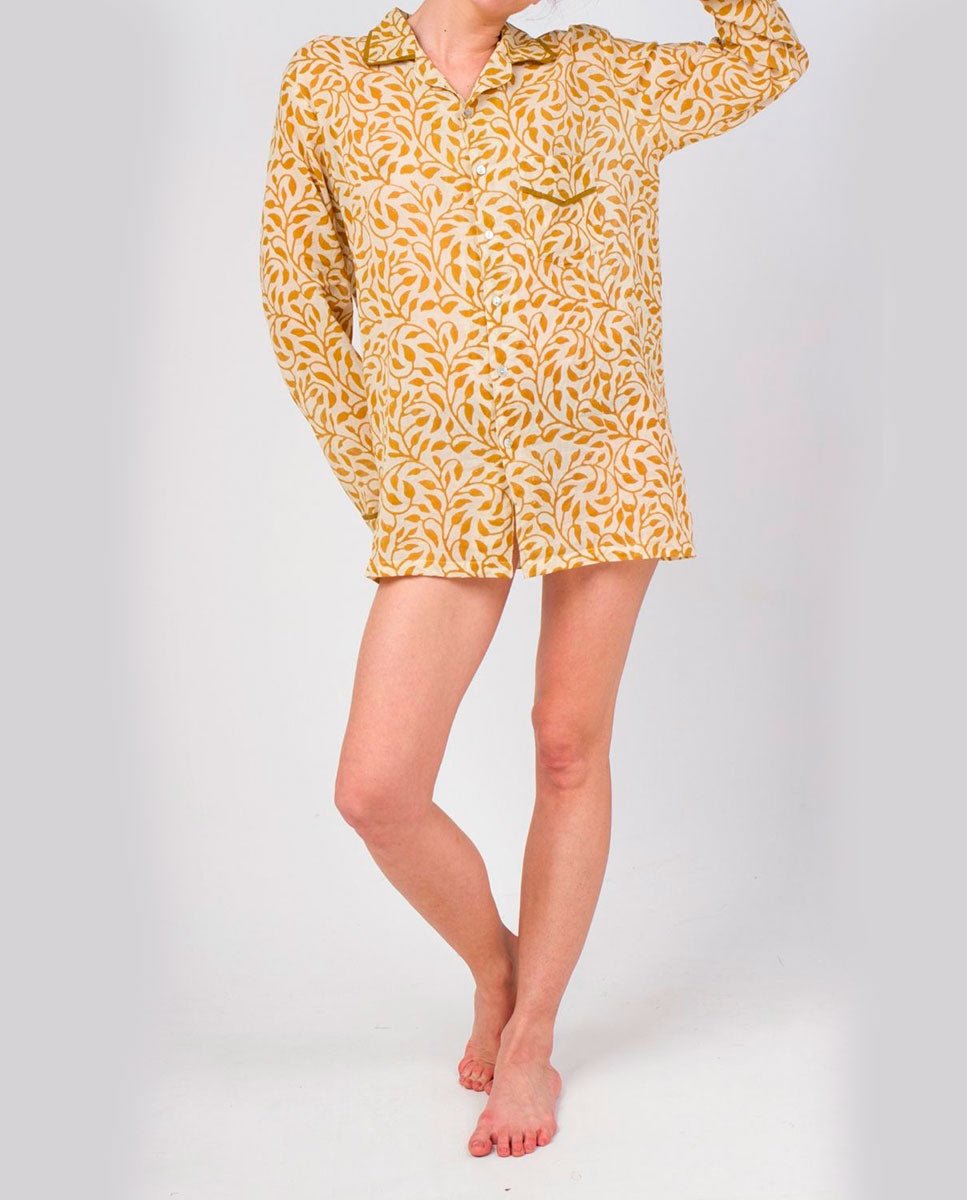 Camisa | Iris Mostaza floral - cuchy.es