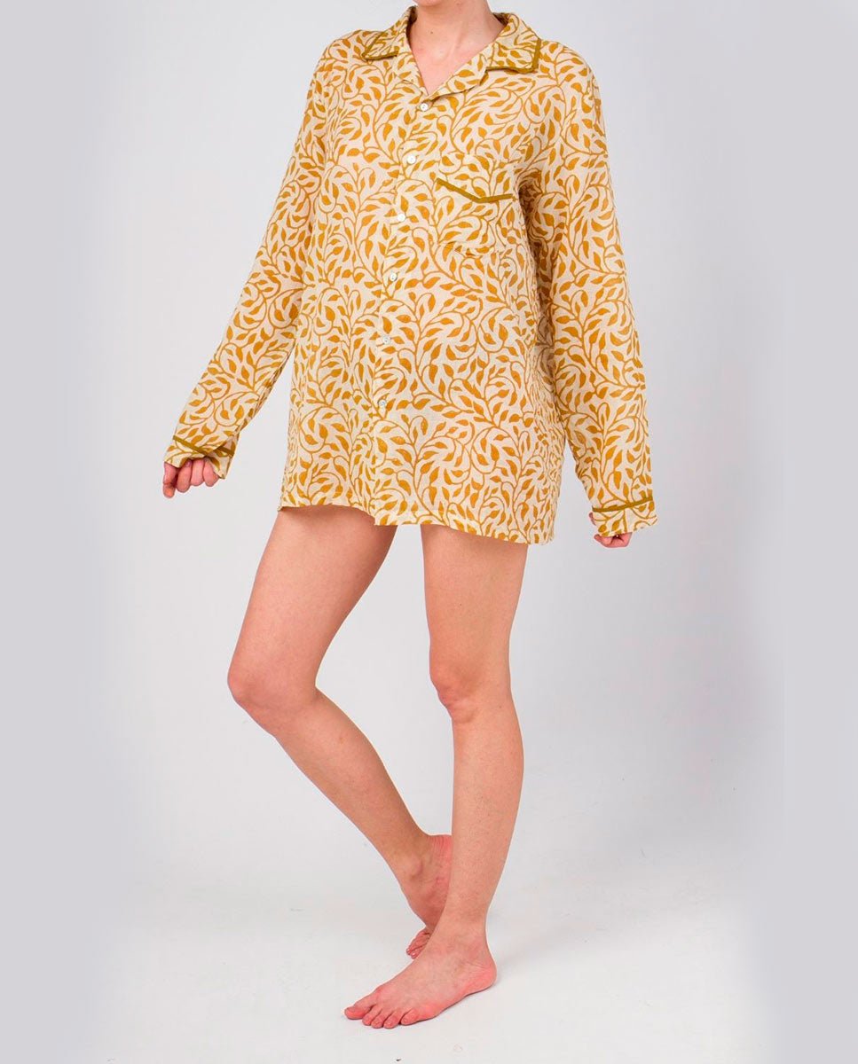 Camisa | Iris Mostaza floral - cuchy.es