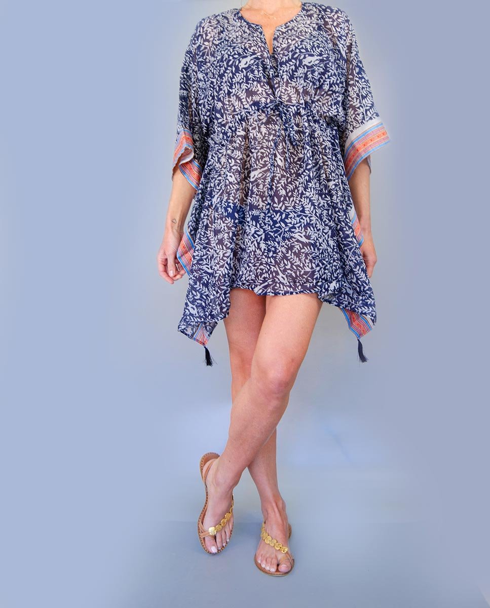 Poncho Azul Marino Estampado - cuchy.es
