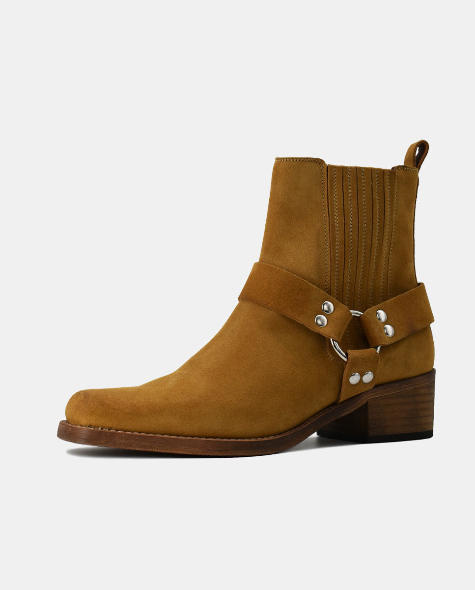 Camel leather heeled ankle boot | River Camel
