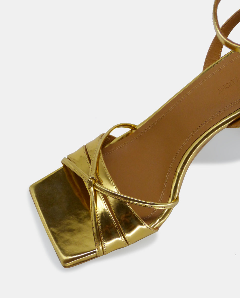 Sandalias de tacón Gisele Mirror Gold