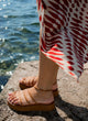 Greek leather sandals | Leah Platform Caramel