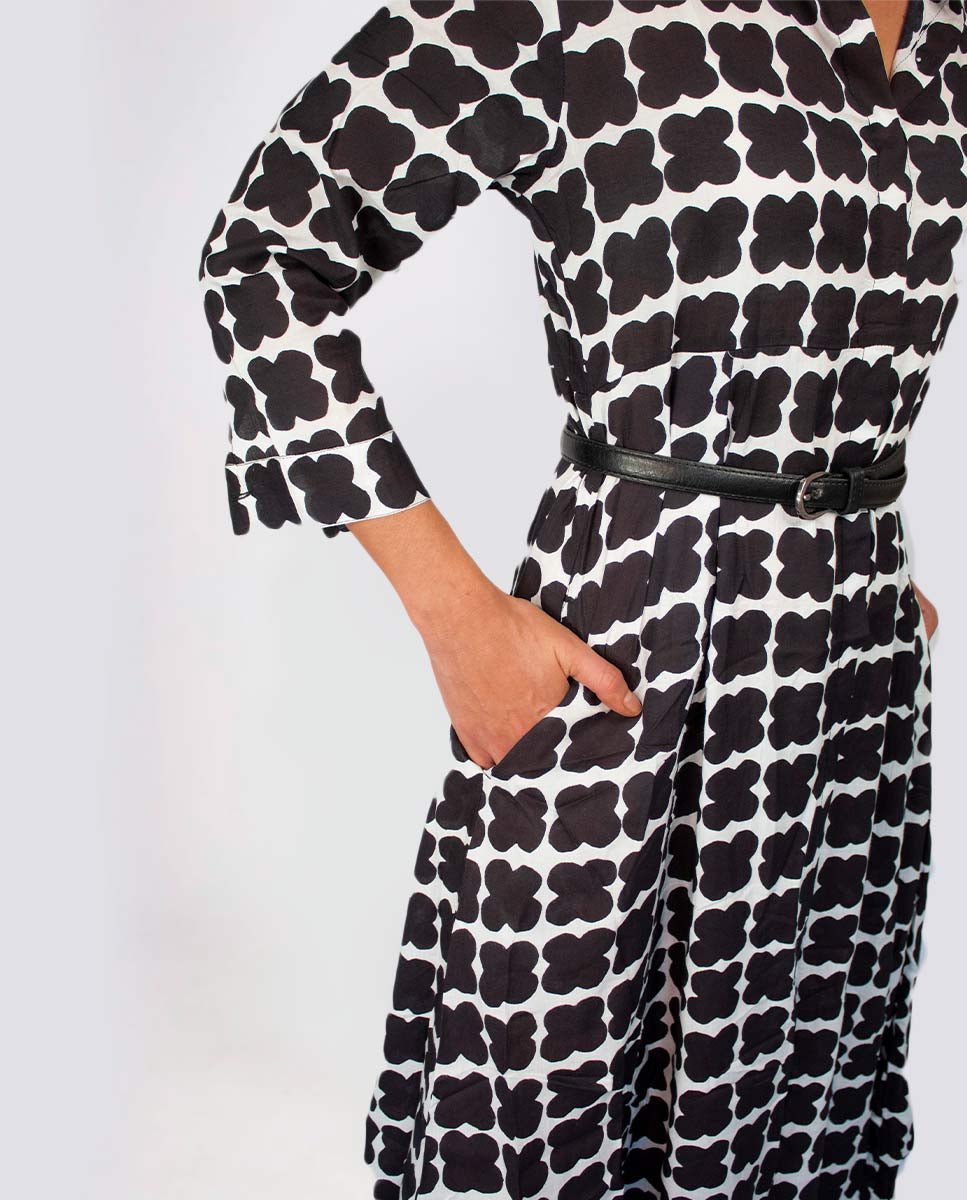 Vestido Largo Blanco y Negro | Atlanta - cuchy.es
